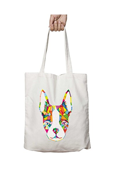 ART HEDİYE بولدوج رينبو - حقيبة كتف تدوم طويلاً وقابلة للغسل على الجانبين