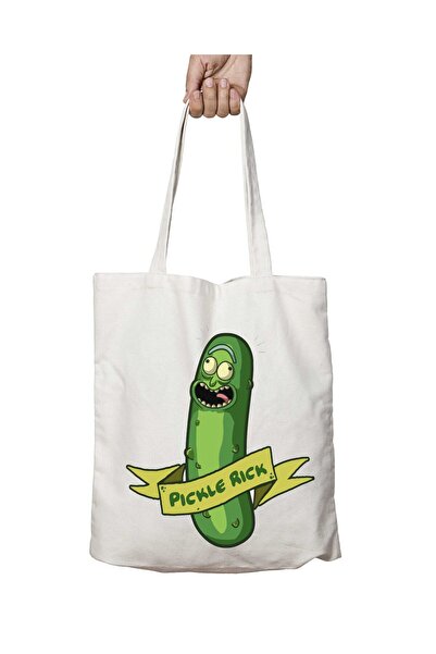 ART HEDİYE Pickle Rick Washable Shoulder Tote Bag - Two Sides Lasting, Suitab...