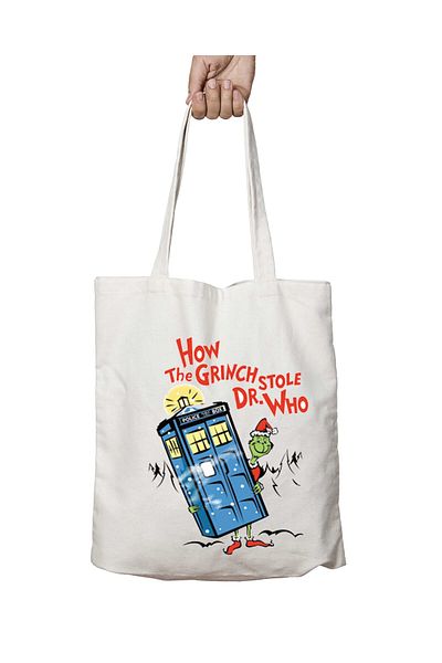 ART HEDİYE Grinch Steals Dr Who Light - Διπλή υφασμάτινη τσάντα ώμου που πλένεται και διαρκεί