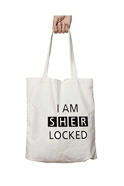 ART HEDİYE I Am Sherlocked Two Sides Washable School Beach Shoulder Tote Bag