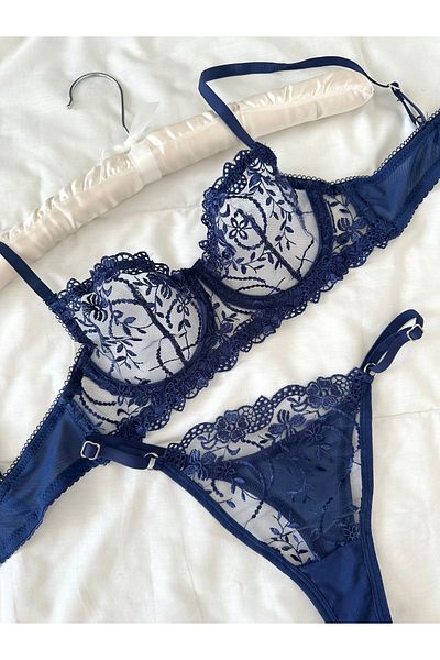 Feruzdesign Navy Blue Underwire Marte Bralet Set