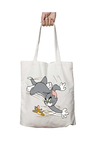 ART HEDİYE Tom-And-Jerry-PNG Двосторонній міцний праний плечовий полотняний р...