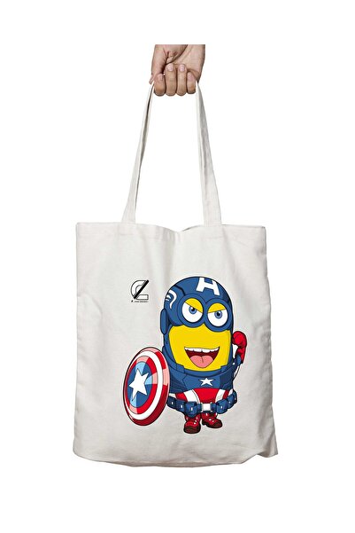ART HEDİYE كابتن أمريكا مينيونز - حقيبة كتف دائمة قابلة للغسل، للشاطئ والمدرسة