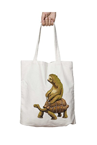 ART HEDİYE سلحفاة حيوانات كسولة - حقيبة كتف ثابتة وقابلة للغسل على الجانبين