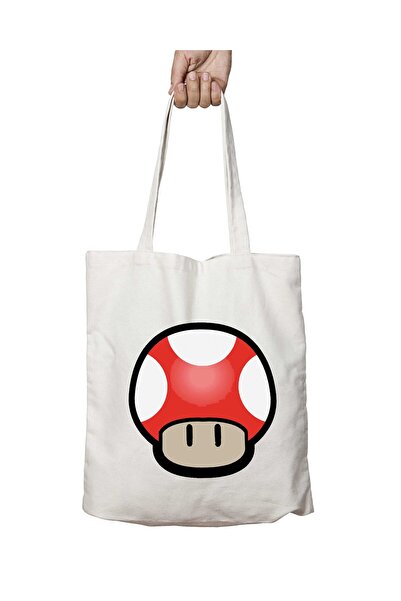 ART HEDİYE سوبر ماريو فطر - حقيبة كتف حمراء دائمة قابلة للغسل على الجانبين