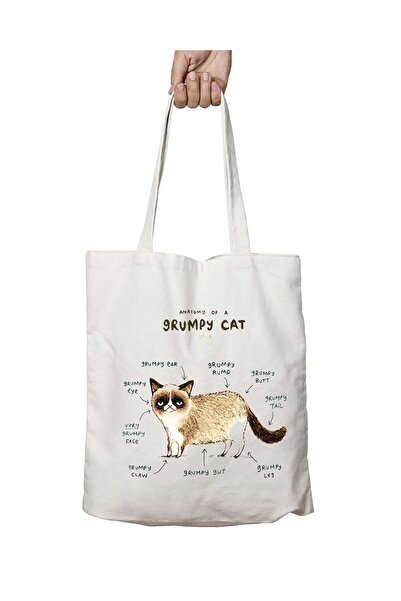ART HEDİYE Cat Anatomy - Washable Permanent Shoulder Tote Bag, for Beach and ...