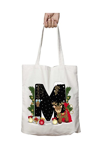 ART HEDİYE عيد ميلاد سعيد السنة الجديدة - حرف M حقيبة كتف دائمة وقابلة للغسل ...