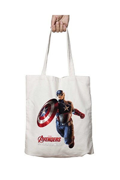 ART HEDİYE كابتن أمريكا موديل - قماش يدوم طويلاً وقابل للغسل، وحقيبة كتف للشا...