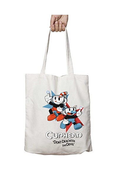 ART HEDİYE Cuphead and Mugman - حقيبة مدرسية وشاطئ قابلة للغسل على الجانبين