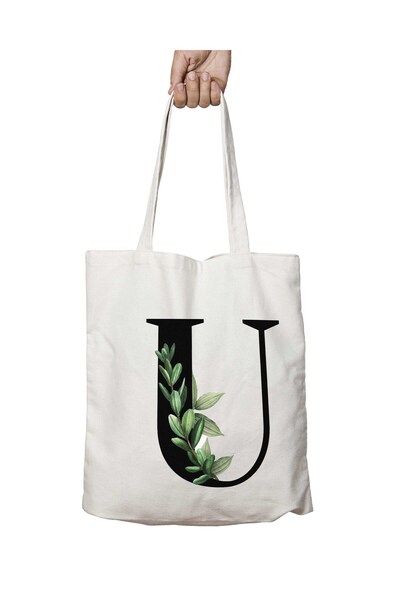 ART HEDİYE حرف U يدوم على الجانبين - حقيبة كتف للمدرسة والشاطئ قابلة للغسل