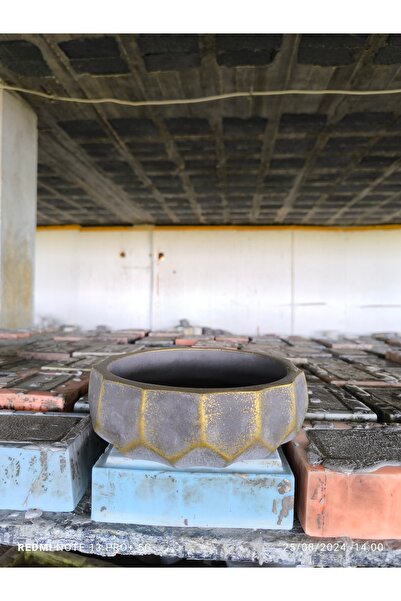 Genel Markalar Geometrik dizayn Gold koyu gri beton saksı