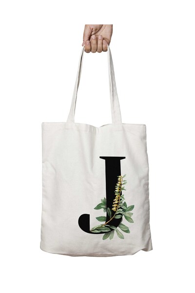 ART HEDİYE Washable Shoulder Tote Bag with Letter J - Lasting and for Beach