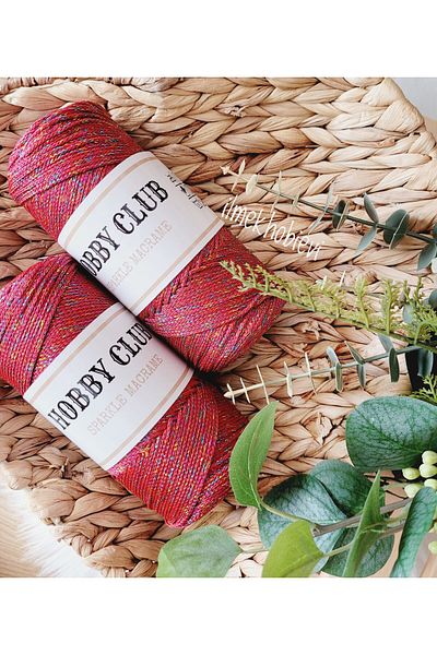 ilmekhobievi Red Glitter Sparkle Lanyard - Polyester Macrame 2mm 200Gr-230Mt