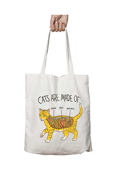 ART HEDİYE تشريح القطط - حقيبة كتف ثابتة وقابلة للغسل على الجانبين