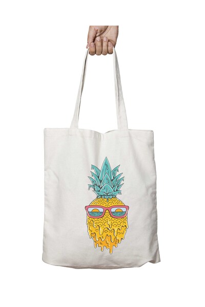 ART HEDİYE : Pineapple Pattern - Summer, Two Sides Lasting and Washable Shoul...