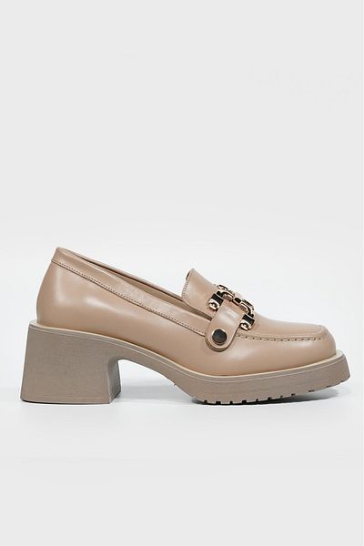 TUNAELLİ Γυμνό Γυναικείο Loafer - Αγκράφα μεγέθους 36-41, φυσικό δέρμα