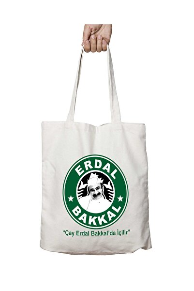ART HEDİYE Erdal Bakkal Logo - Two Sides Lasting and Washable Shoulder Tote Bag