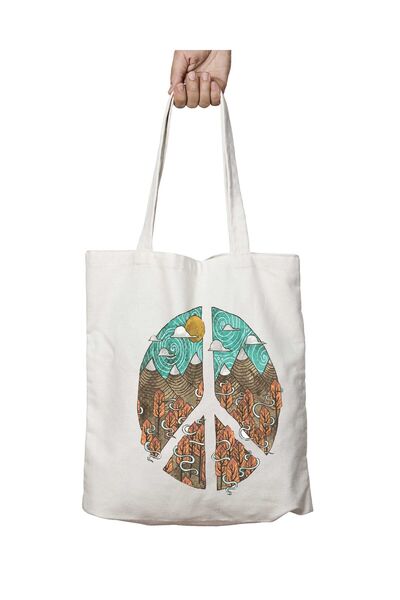 ART HEDİYE Peace Peace - Washable Permanent Shoulder Tote Bag, for Beach and ...