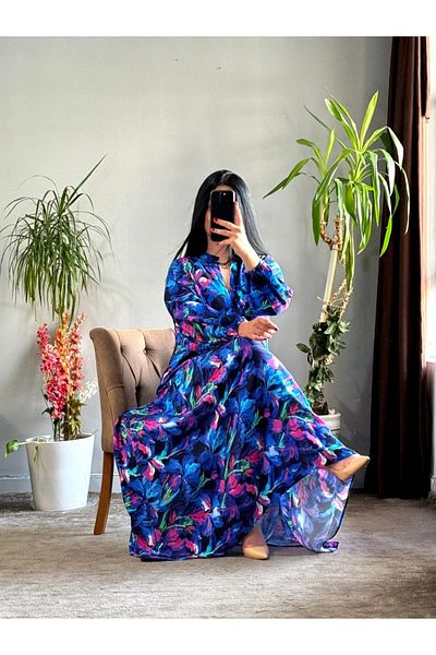 PREMİER VİE Viscose Hijab Pleated Crew Neck Dress