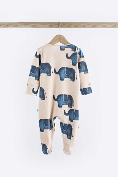Next Baby 2 Way Zip 100% Cotton Sleepsuits 3 Pack (0mths-2yrs)