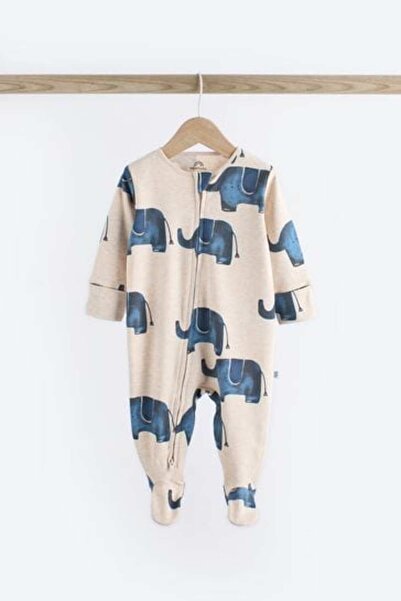 Next Baby 2 Way Zip 100% Cotton Sleepsuits 3 Pack (0mths-2yrs)
