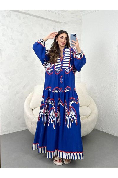 PREMİER VİE Viscose Hijab Pleated Crew Neck Dress