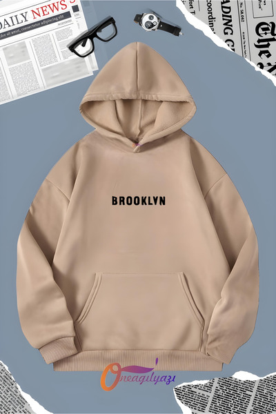 oneagılyazı سترة بروكلين مطبوعة بغطاء للرأس