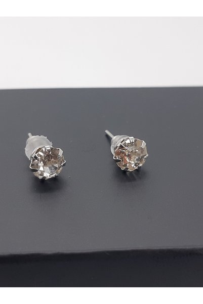 Set White Zircon Stone Stainless Steel 1 Pair Earrings