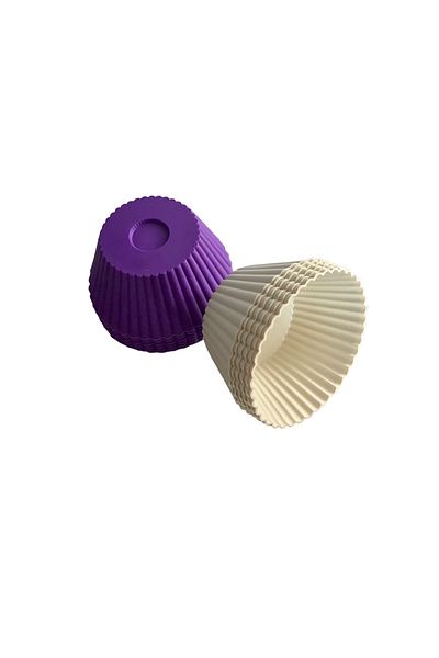 PİNK ROSE 12-piece Bybirgül Purple+white Silicone Mini Cake Browni and Muffin Mold - Airfryer Compatible