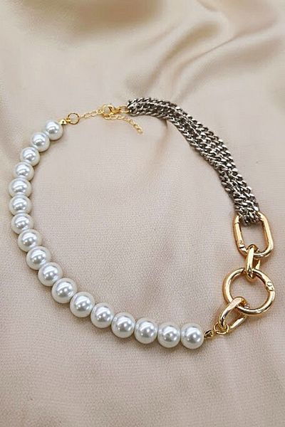 PETEK AKSESUAR Pearl Chain Style Necklace