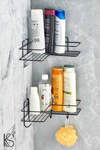 KILINÇ STORE 2 Μαύρα Ράφια Οργάνωσης Μπάνιου - Αυτοκόλλητη Οργανώστρα