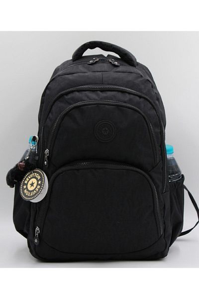 Bevitton Unisex School Backpack - Daily Crinkle Fabric, 2100 Model, Black