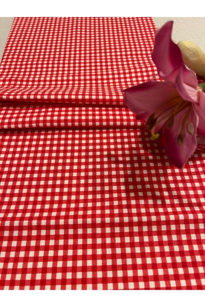 Meral Kurşun Collection Red Piti Checked Liquid Proof Runner - 40 X 160