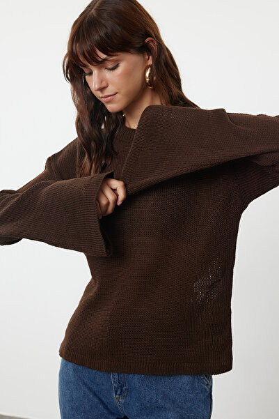 Trendyol Collection Καφέ Χαλαρή Υφή Πλεκτό Ρόλο TWOAW25KZ00295