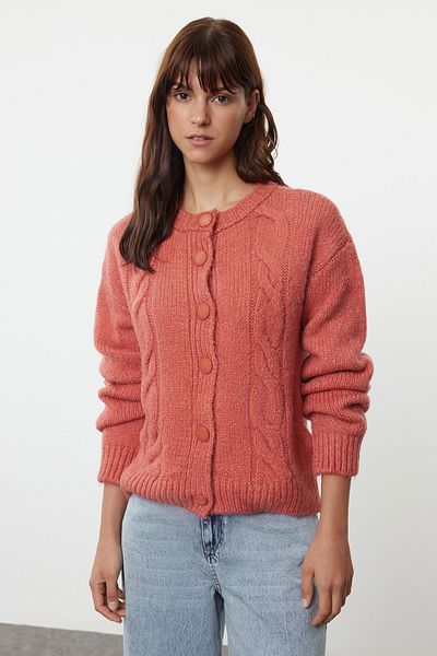 Trendyol Collection Dried Rose Knitwear Cardigan - Soft Texture and Knitted Detail Twoaw25Hi00310
