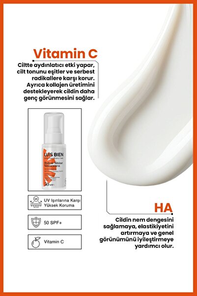 Luis Bien SPF 50 Güneş Kremi – Nemlendirici & Işıltı Veren Yüksek Koruma (50 ml)