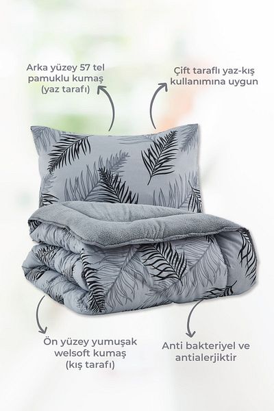 MARLA HOME نمط البقلاوة النخيل - طقم لحاف قطني ملون مزدوج الجوانب