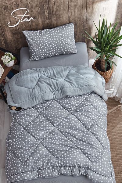 MARLA HOME Single Star Patterned Welsoft Quilt Set - Double Sided Blanket Fluffy Soft