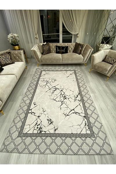 LİMAY Practical Velvet Fabric Sponge Free Carpet Cover - Washable - Decorative - Large Size 300cmx400cm 12m2