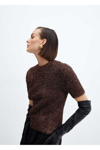 MANGO Woman Short Sleeve Glitter Sweater
