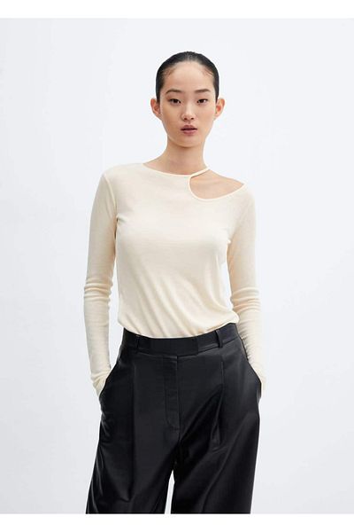 MANGO Woman Schulterfreies T-Shirt aus Lyocell