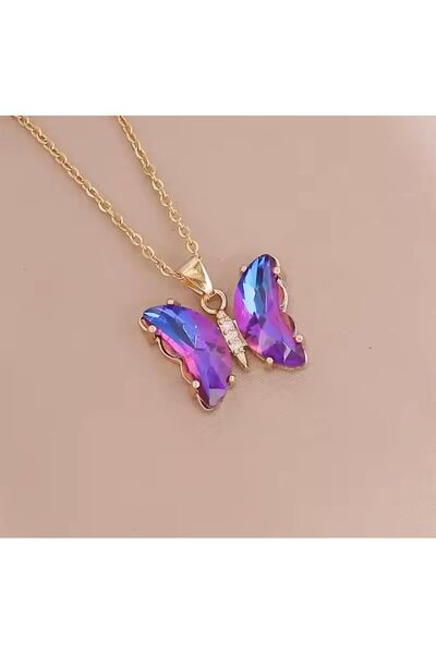 İNN JEWELLERY قلادة فولاذية مضادة للتشوه ومضادة للحساسية مع شكل فراشة (ضمان ا...