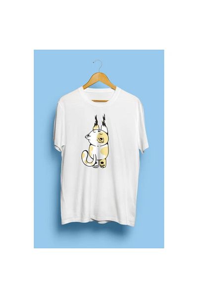 Pink Sky Unisex Naughty Cat Printed Spotted T-shirt
