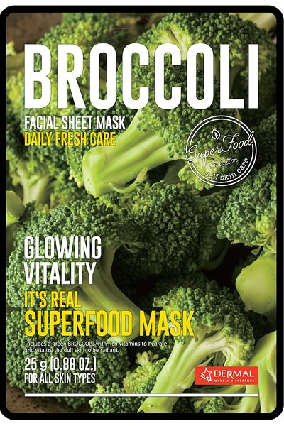 Dermal 25 Gr Superfood Broccoli Mask - Refreshing and Brightening, for All Skin Types