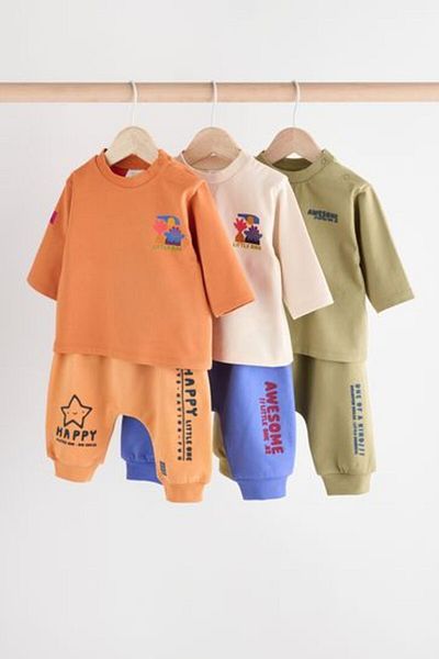 Next Baby 6 Pack Cotton Baby Sweatshirt and Joggers Set