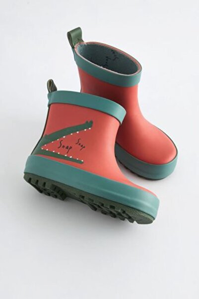 Next Baby Rust Brown Crocodile Patterned Waterproof Rain Boots