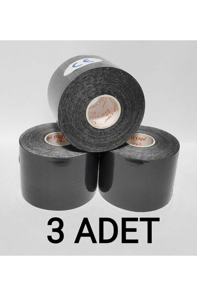 BiaTape Bia Tape Kinesio Siyah Sporcu Ağrı Bandı 3 lü  x 5 M  5 cm
