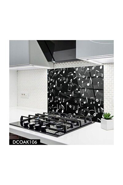 Genel Markalar OZ  Disegno Nota Desenli Cam Ocak Arkası Koruyucu