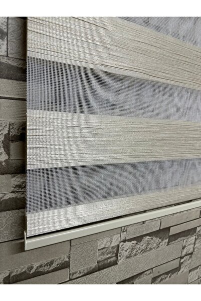 PERDECİNİZ GOLD SİMLİ KETEN KIRIK PLİSE ZEBRA PERDE ALÜMİNYUM KASA (Etek Düz)