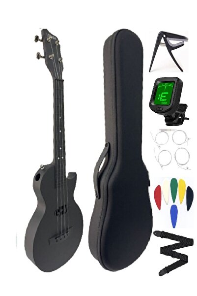 bademüzik CARBON FİBER UKULELE TAM PROFESYONEL FUL SET MAT SİYAH